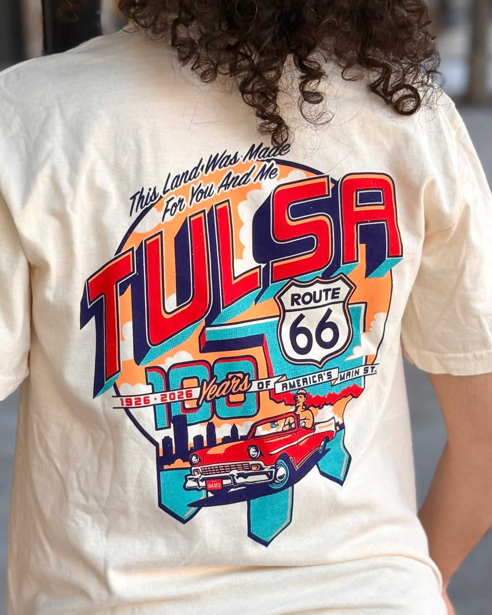 Tulsa Route 66 Classic Car Backprint Tshirt