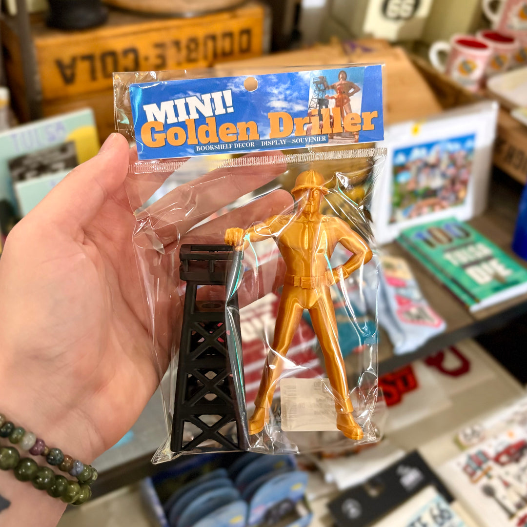 Mini Tulsa Golden Driller Oil Man Statue