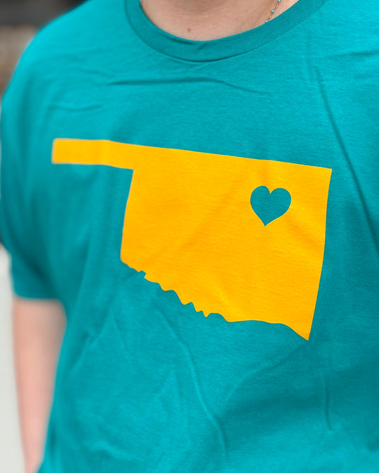 Oklahoma Heart Tshirt Teal