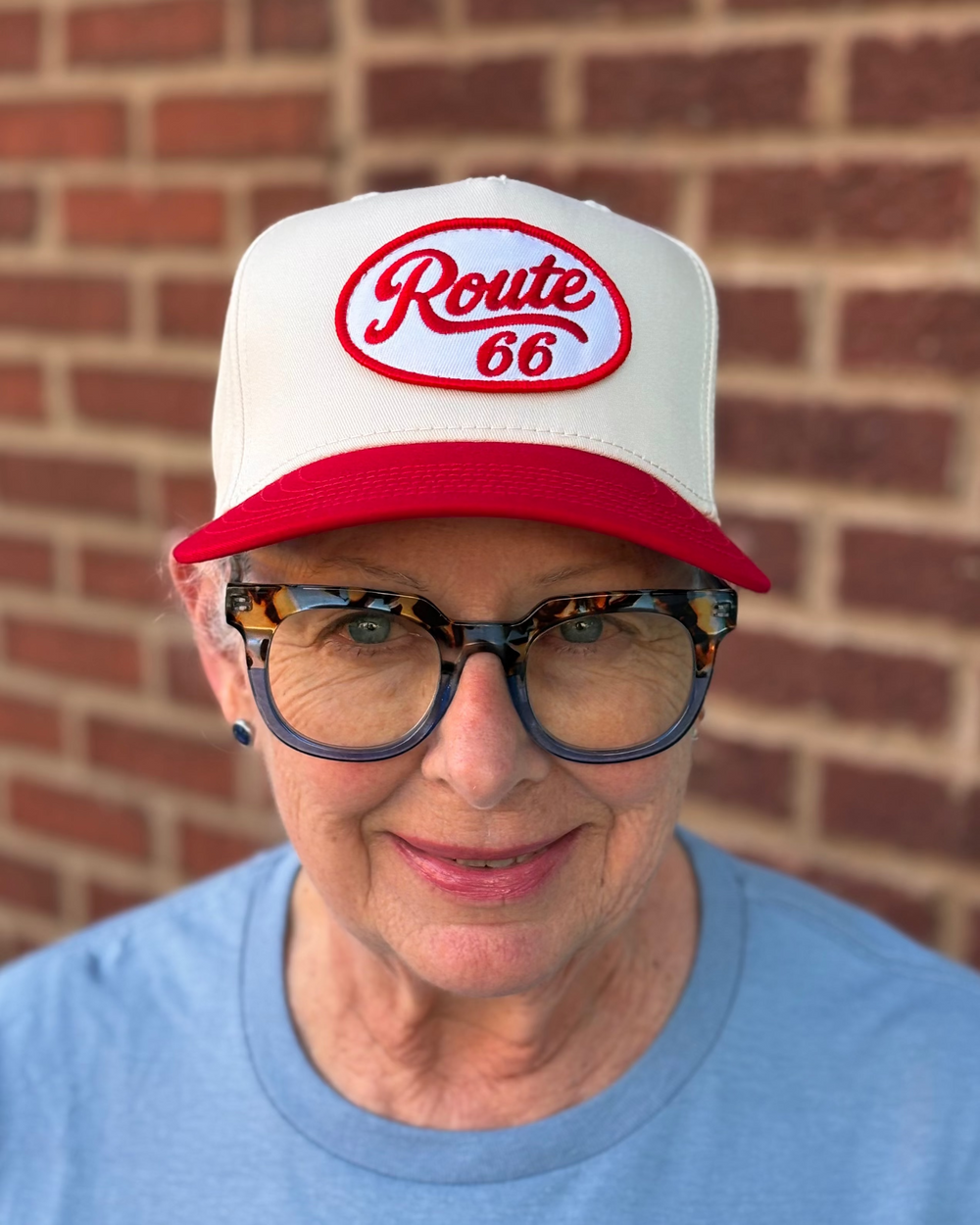 Route 66 Red Retro Patch Hat Natural