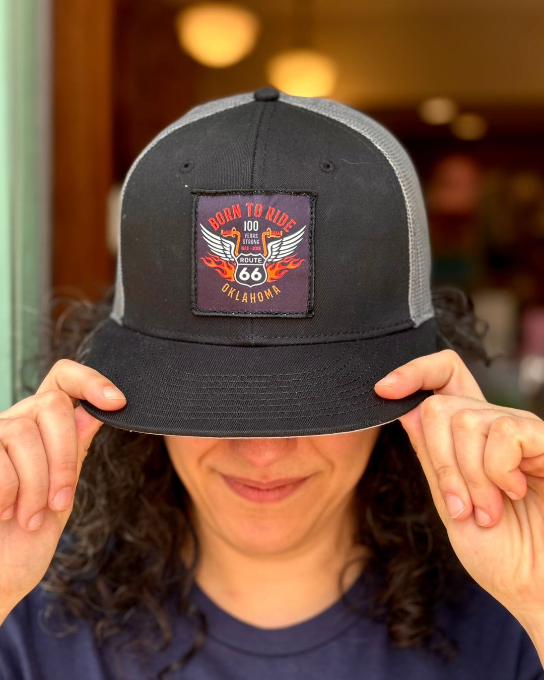 Born To Ride 100 Years Route 66 Patch Hat Black