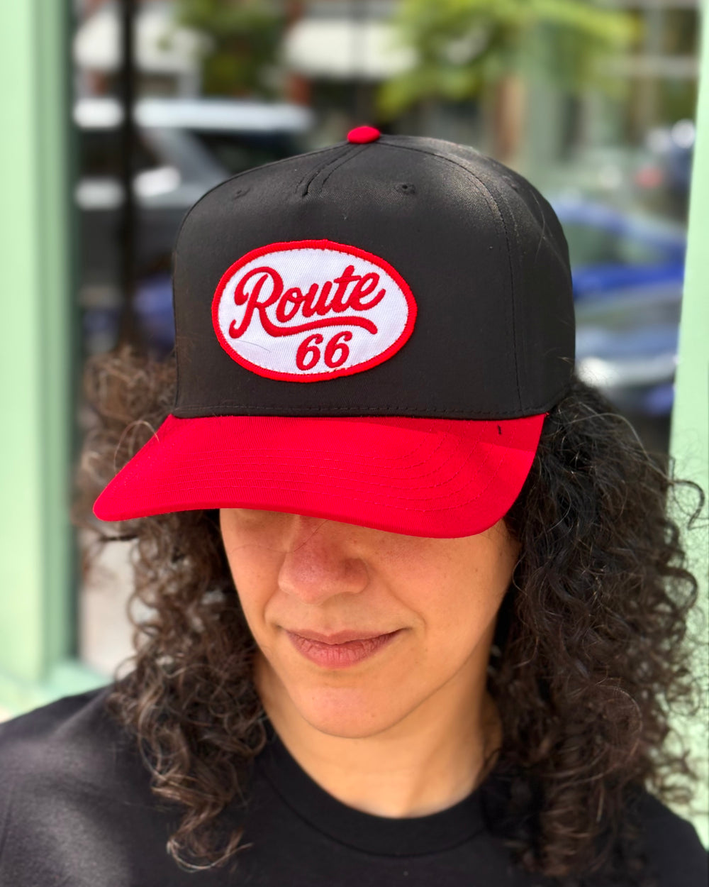 Route 66 Red Retro Patch Hat Black