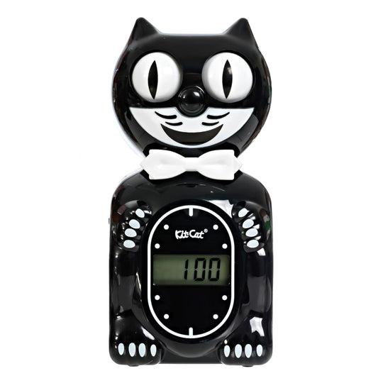 Kit Cat Klock Classic Black Solar Digital Alarm Clock