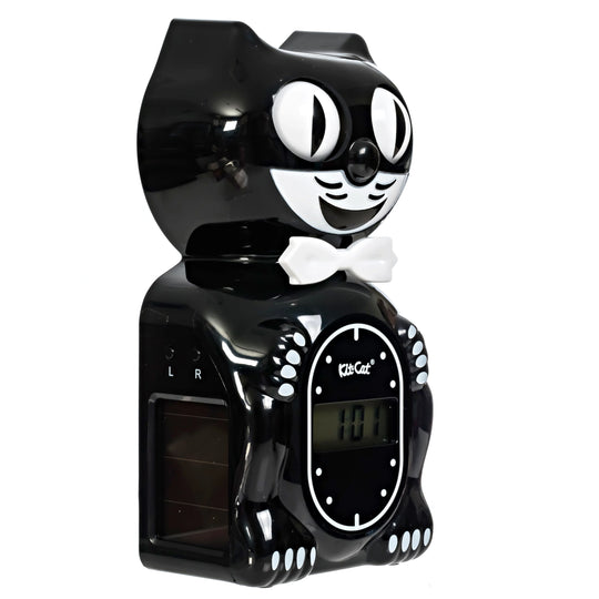 Kit Cat Klock Classic Black Solar Digital Alarm Clock