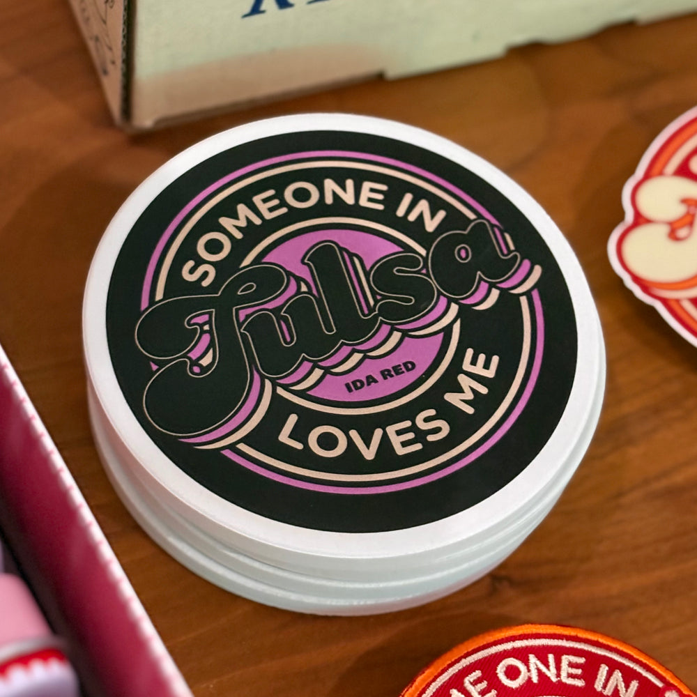 Someone In Tulsa Loves Me Coaster Black & Lavender