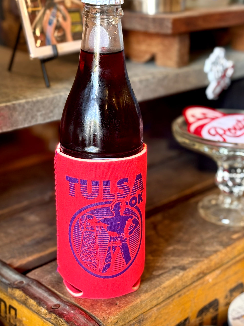 Tulsa Driller Koozie Pink/Navy