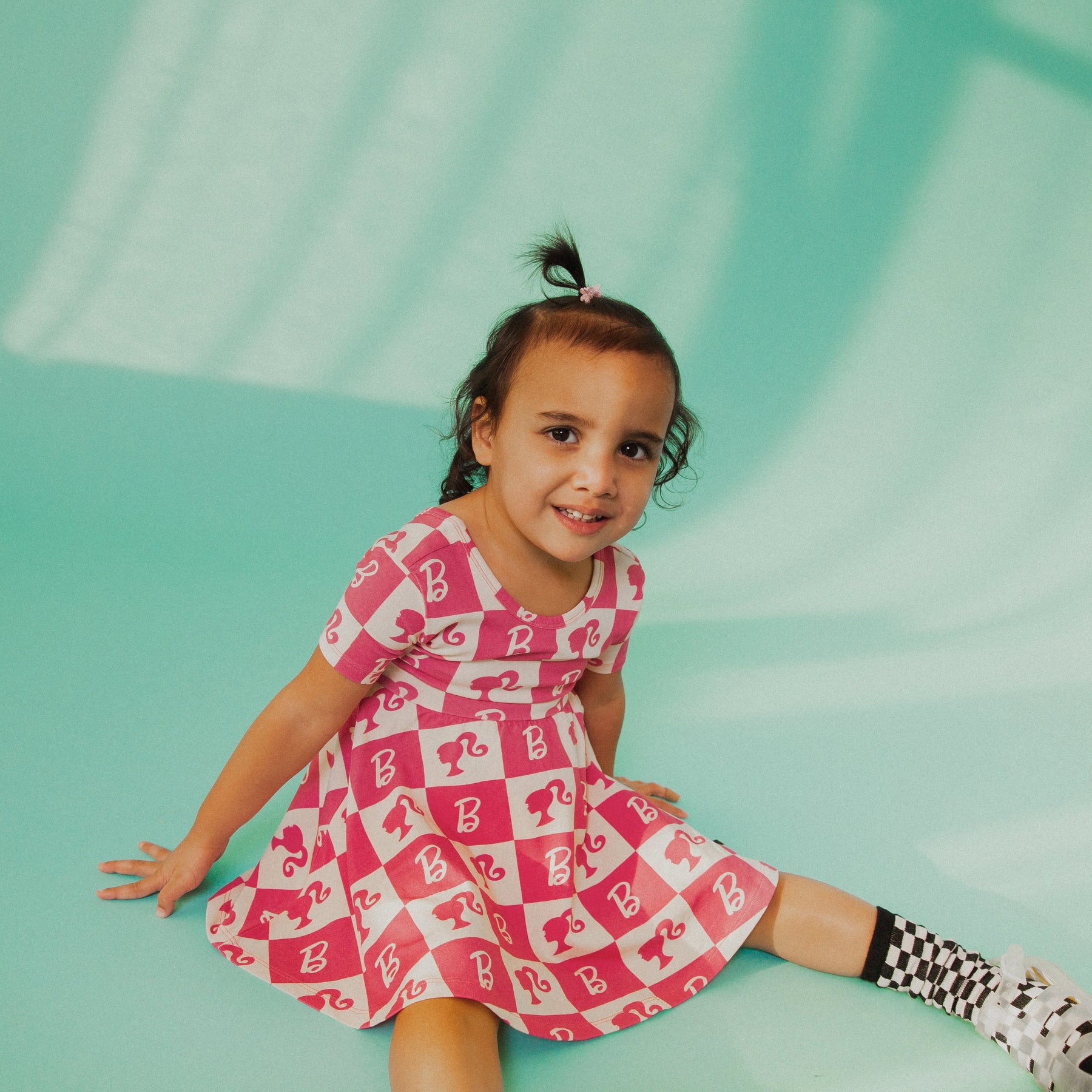 short sleeve swing dress Barbie Check Swing Dress | Girls Swing Dress