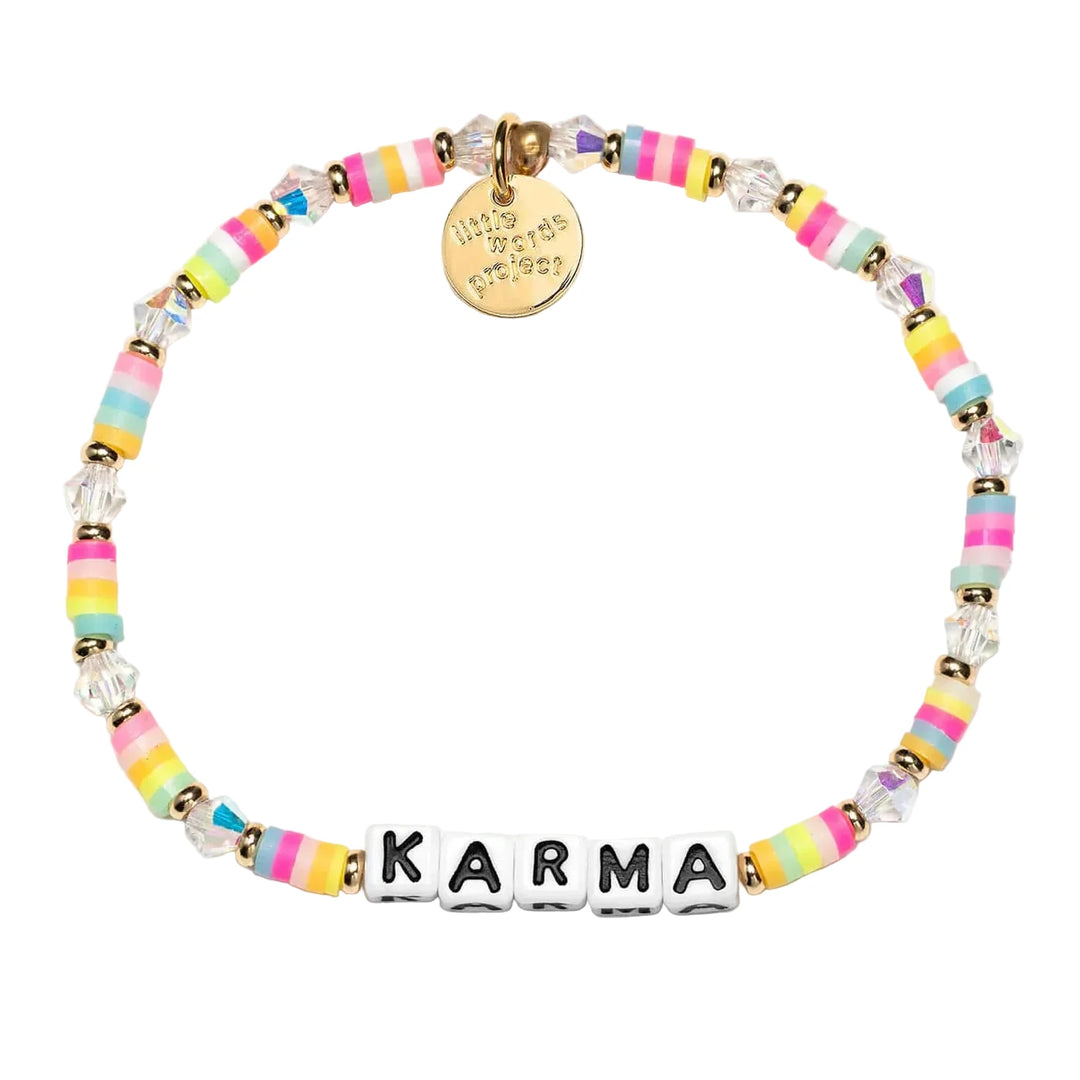 Karma Malibu bracelet colorful beaded bracelet with karma message by Little Words Project
