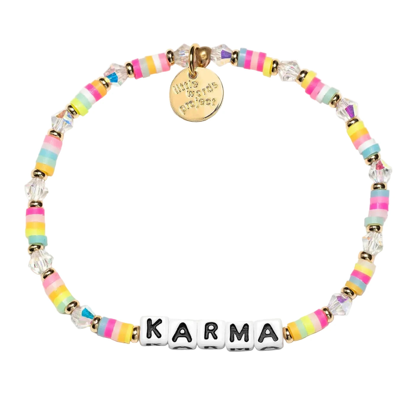 Karma Malibu bracelet colorful beaded bracelet with karma message by Little Words Project