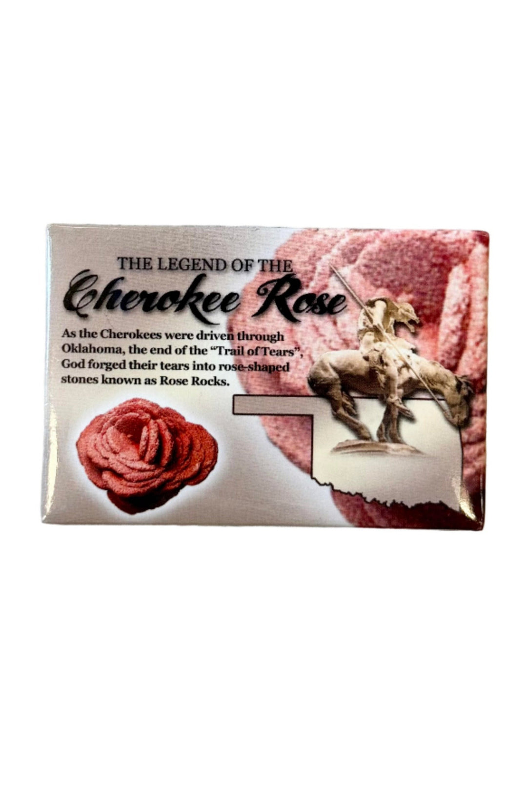 Magnet featuring photo of Cherokee Rose Rock with Oklahoma legend text
