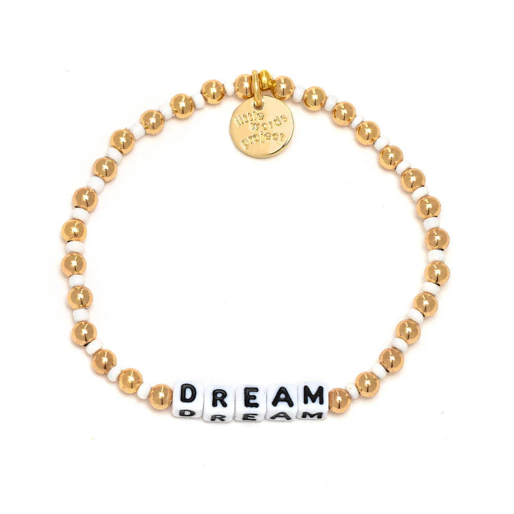 Dream Magnolia bracelet S/M gold and white inspirational bracelet by Little Words Project