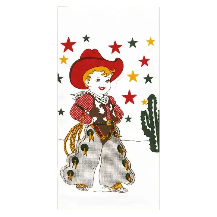 Retro style little cowboy woven cotton dish towel