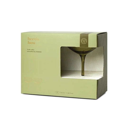 Lou Coupe Glass Set in Olive