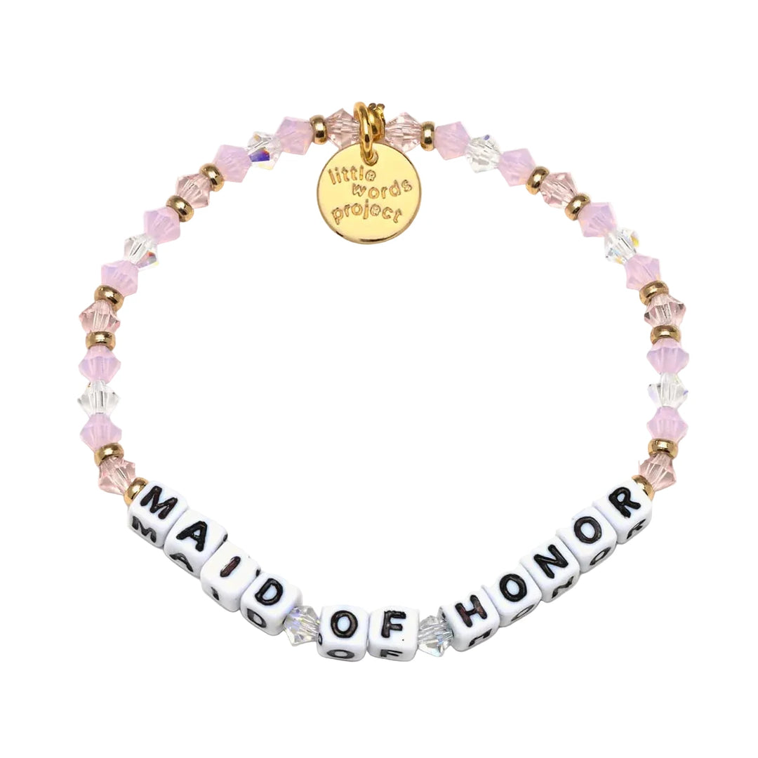 Maid Of Honor Stand By Me bracelet S/M pink bridal bracelet by Little Words Project