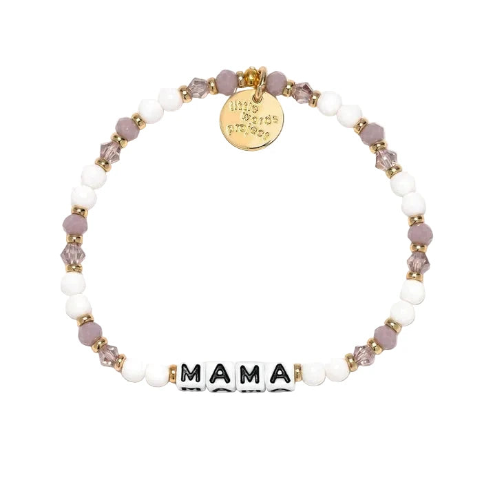 Mama Lavender Latte bracelet S/M white and lavender beaded mom bracelet by Little Words Project