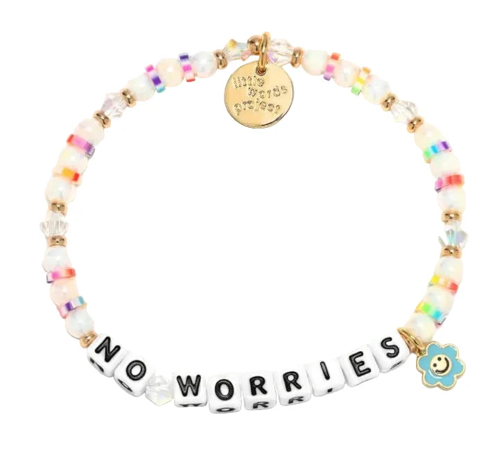 No Worries Happy Flower bracelet floral word bracelet by Little Words Project
