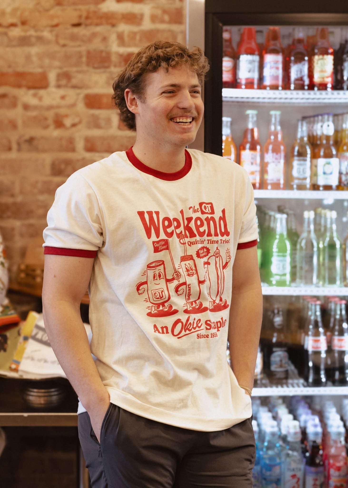QuikTrip Weekend Okie Staple Ringer Tshirt – Ida Red