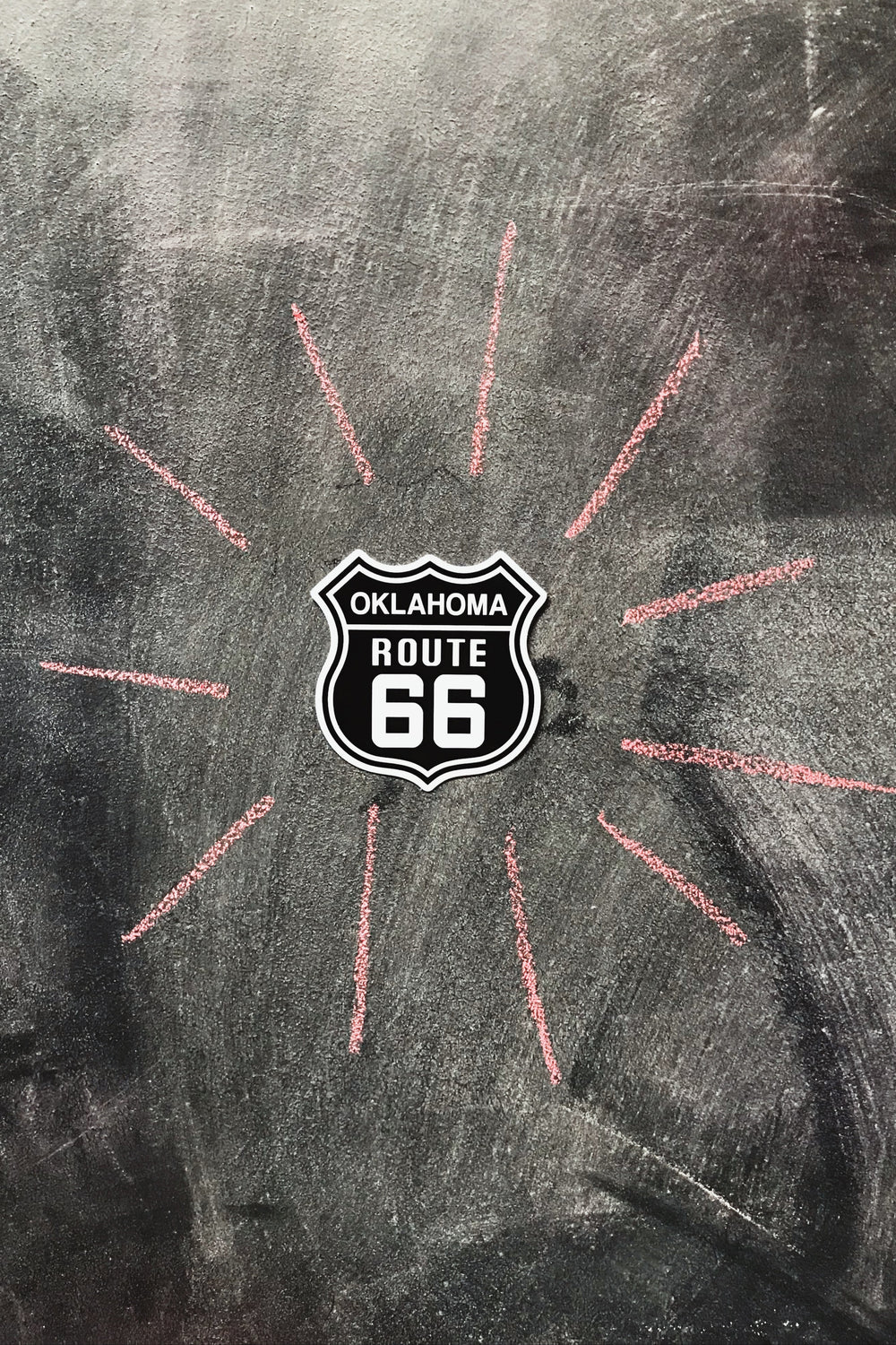 Souvenir sticker of Oklahoma Route 66 highway sign
