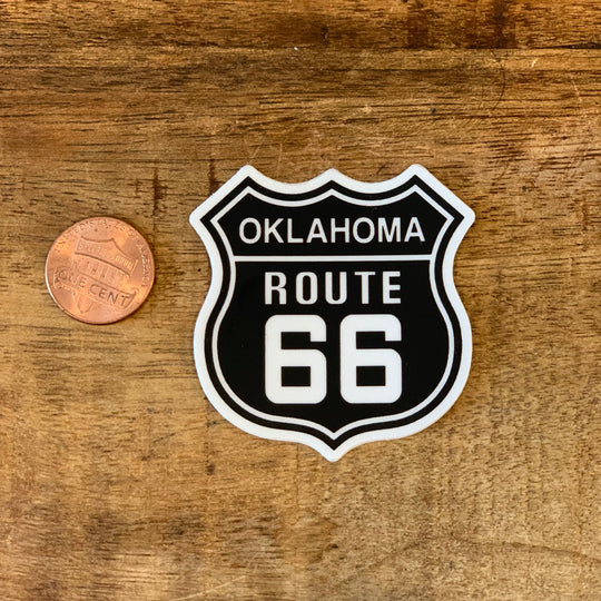 Vintage-style Oklahoma Route 66 decal for travelers