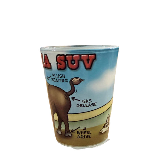 Oklahoma SUV Funny shot glass - side view