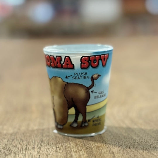Oklahoma SUV buffalo shot glass - funny oklahoma souvenir or gift