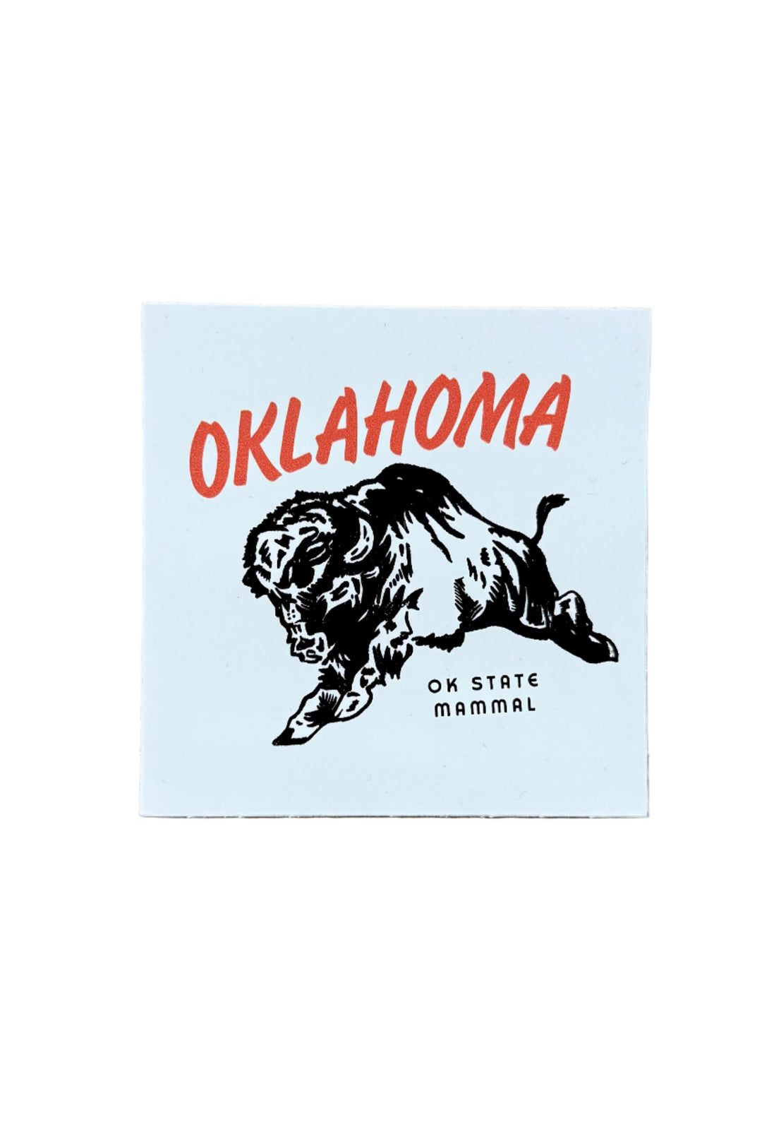 3-inch sticker of Oklahoma buffalo with state mammal text