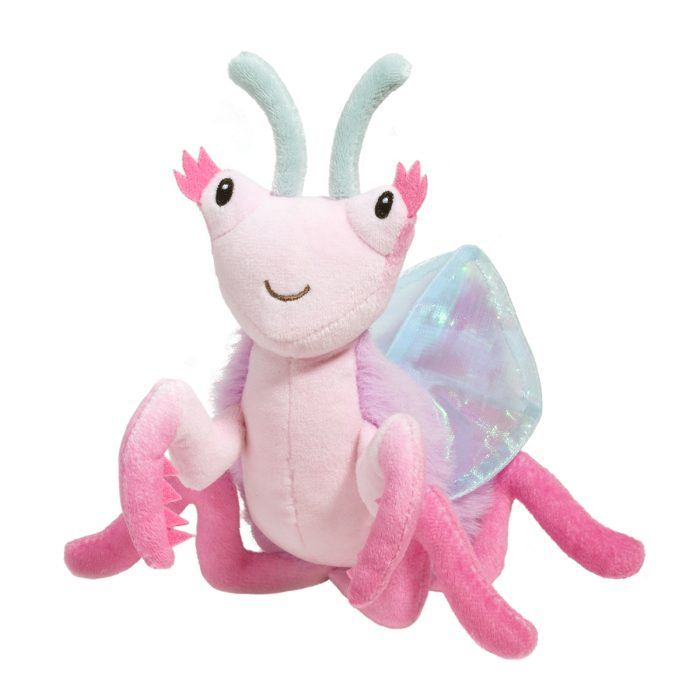 Soft orchid mantis plush with pastel floral-inspired details