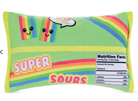 Colorful candy-shaped pillow with 5 mini scented plush candies
