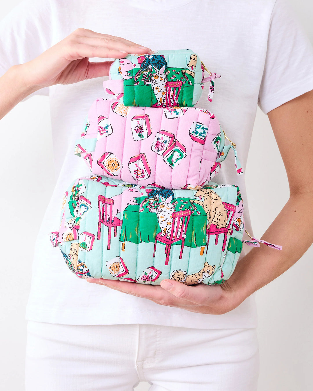 Pale Jade Mahjong Menagerie Zip Pouch