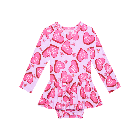 Posh Peanut - Besties Long Sleeve Basic Twirl Skirt Bodysuit