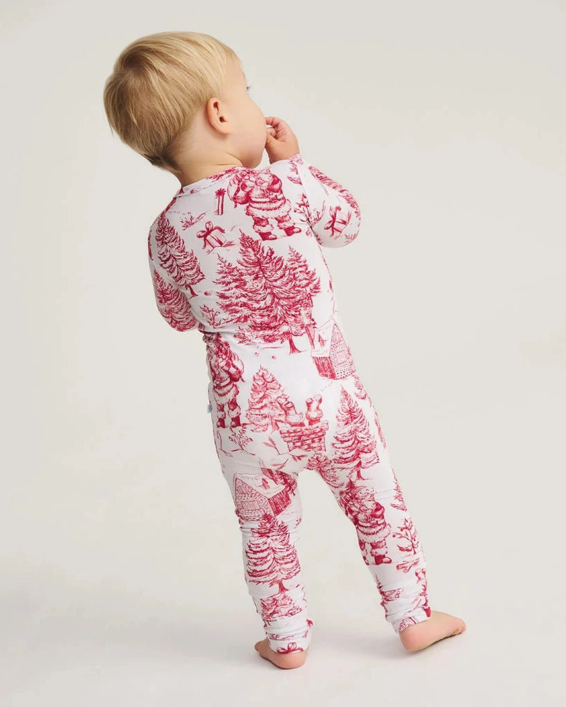 Posh Peanut - Father Christmas Footie Zippered One Piece