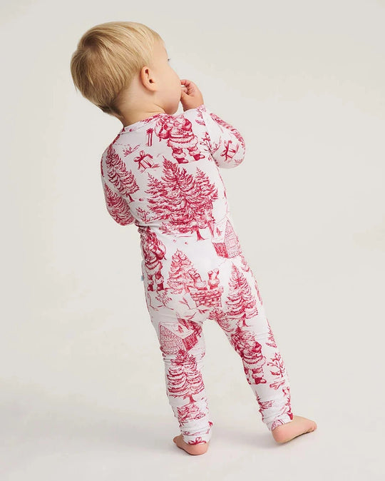 Posh Peanut - Father Christmas Footie Zippered One Piece