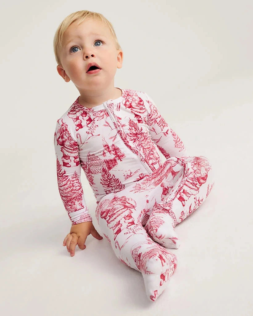 Posh Peanut - Father Christmas Footie Zippered One Piece