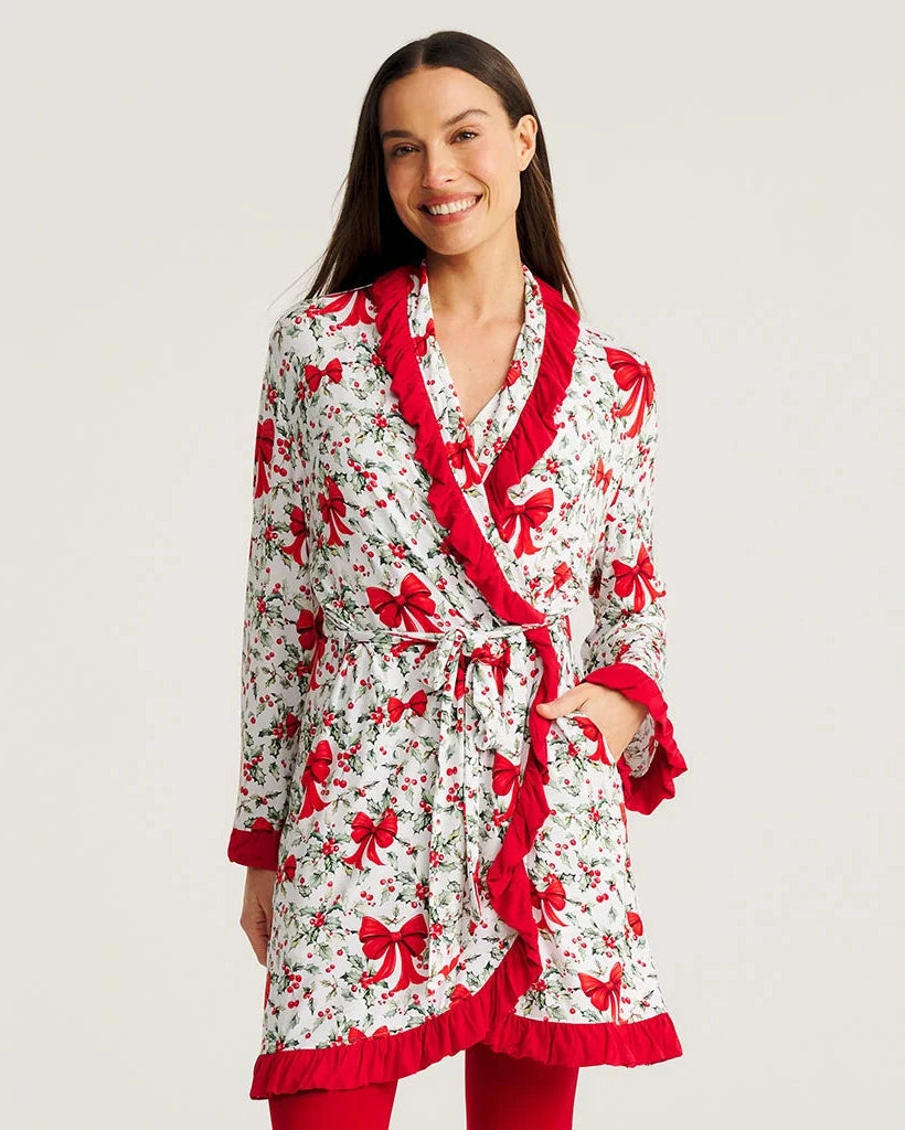 Posh Peanut - Women's Happy Holly-Days Ruffled Robe