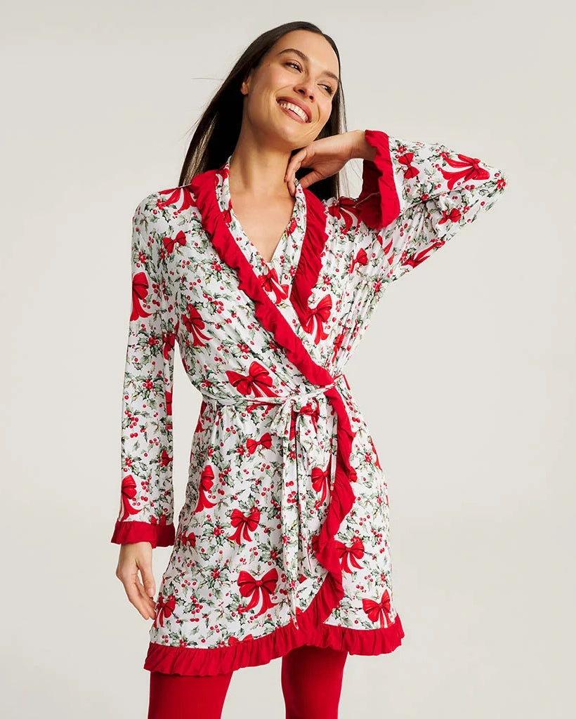 Posh Peanut - Women's Happy Holly-Days Ruffled Robe