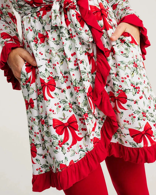 Posh Peanut - Women's Happy Holly-Days Ruffled Robe