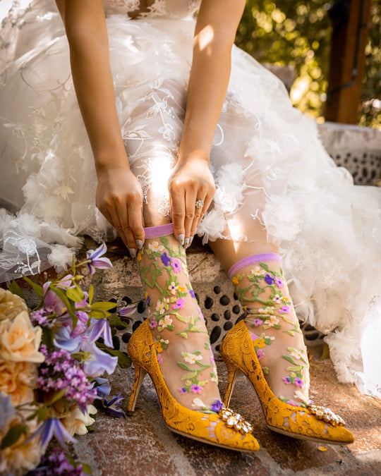 floral ankle socks with colorful flowers