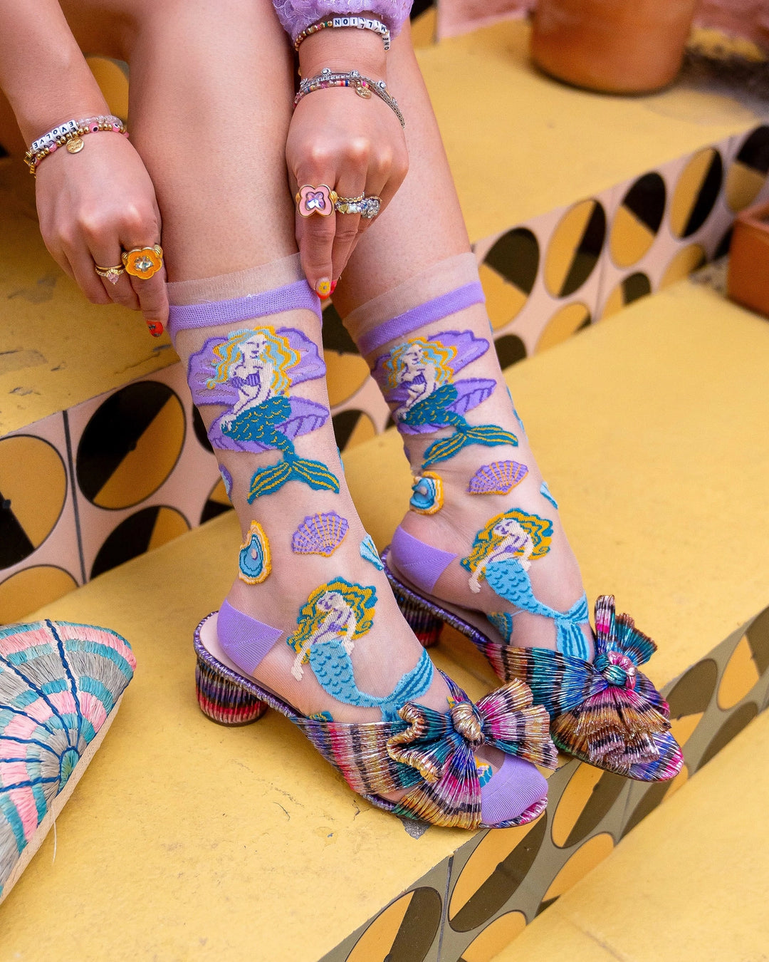 ruffle top ankle socks with ocean theme
