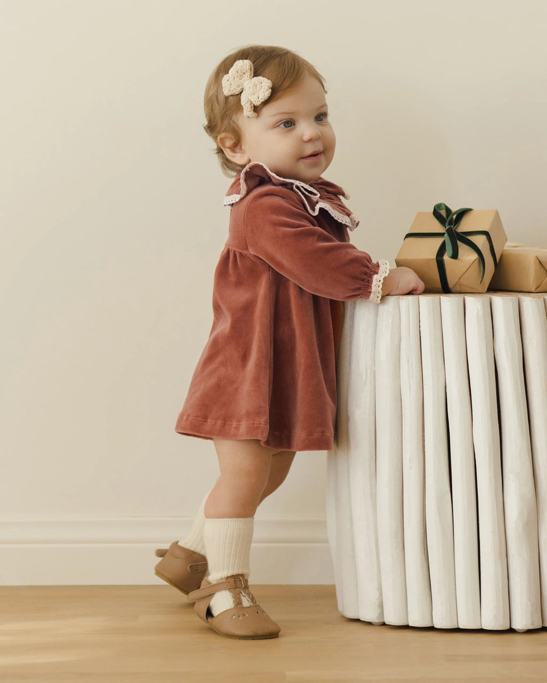 Rylee + Cru -  Cranberry Velour Baby Dress