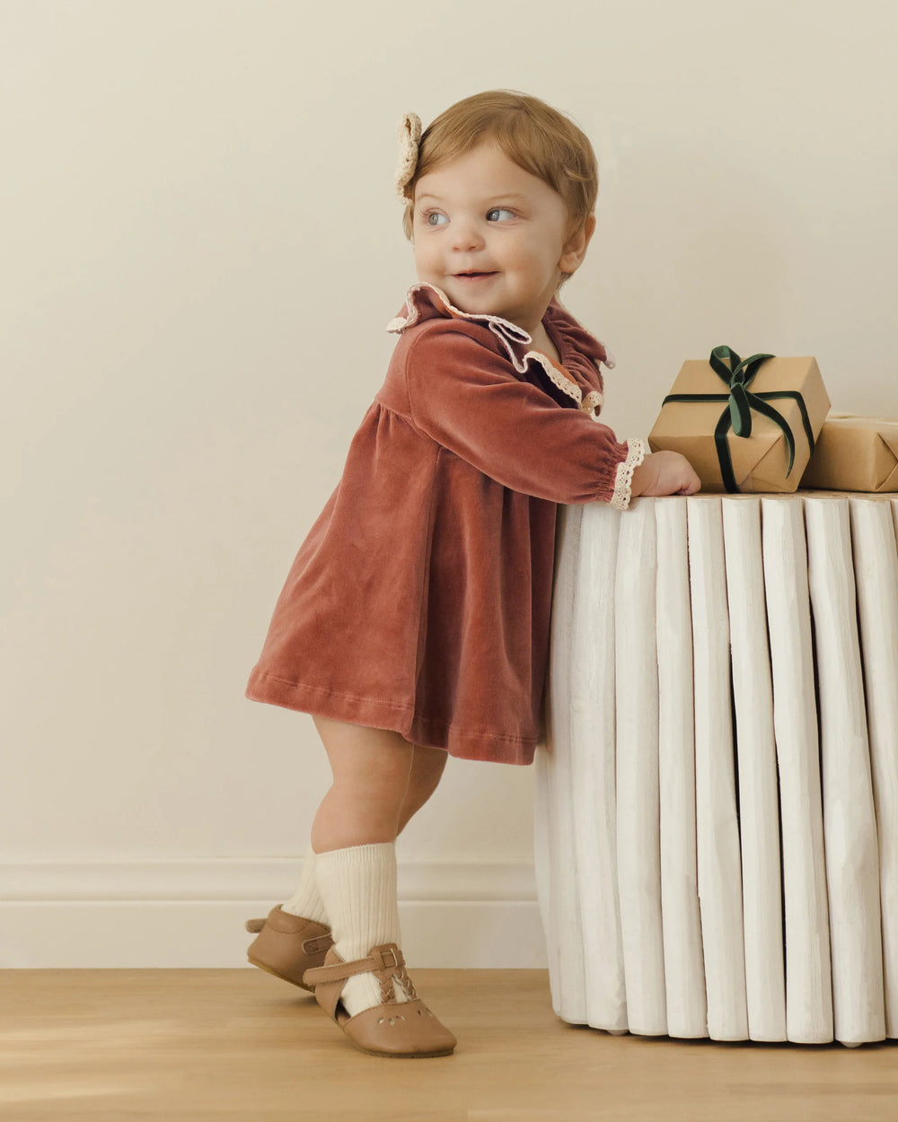 Rylee + Cru -  Cranberry Velour Baby Dress