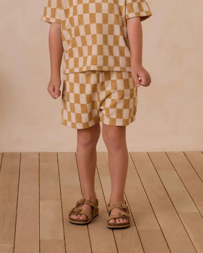 Rylee + Cru - Marigold Check Terry Short