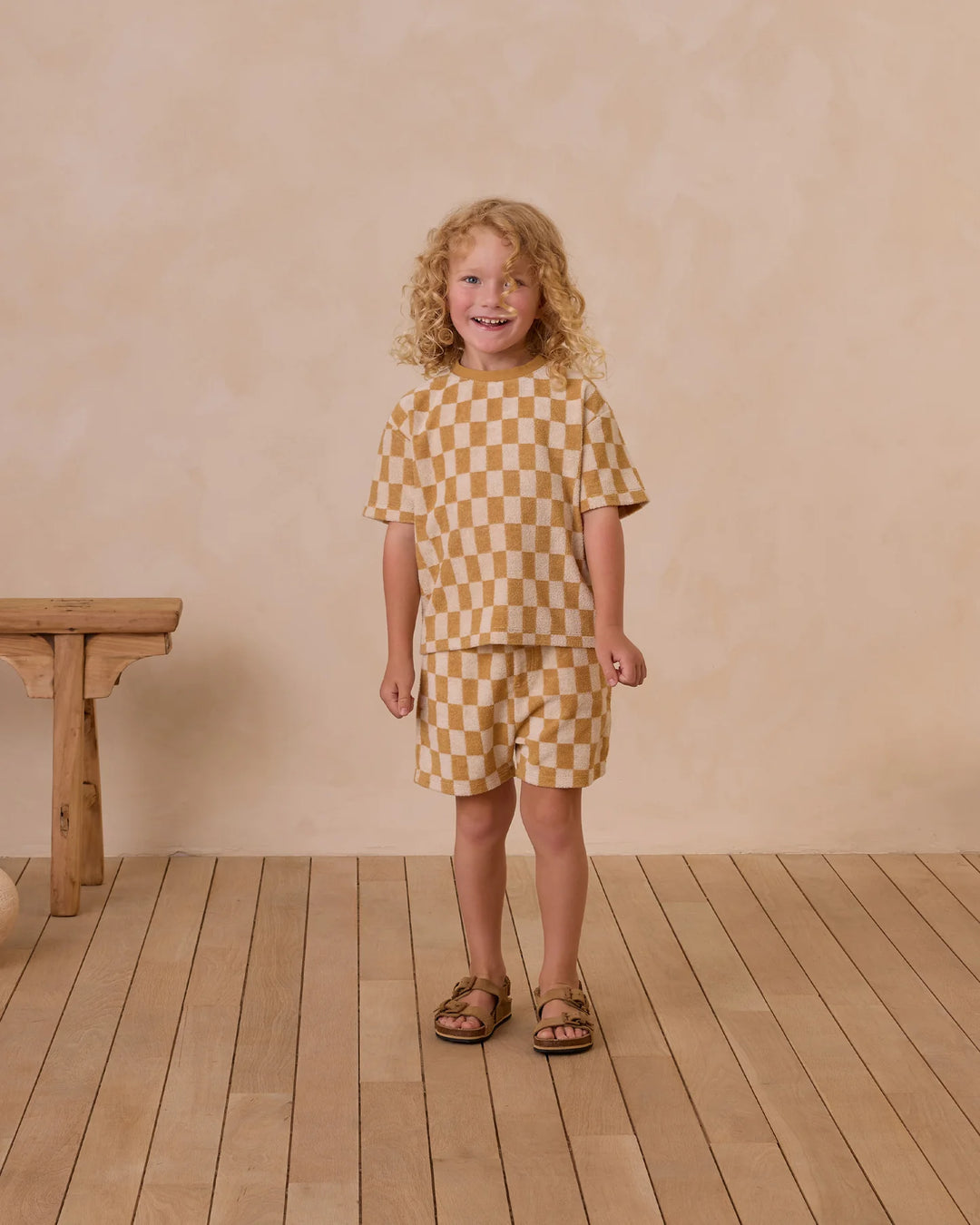 Rylee + Cru - Marigold Check Terry Short