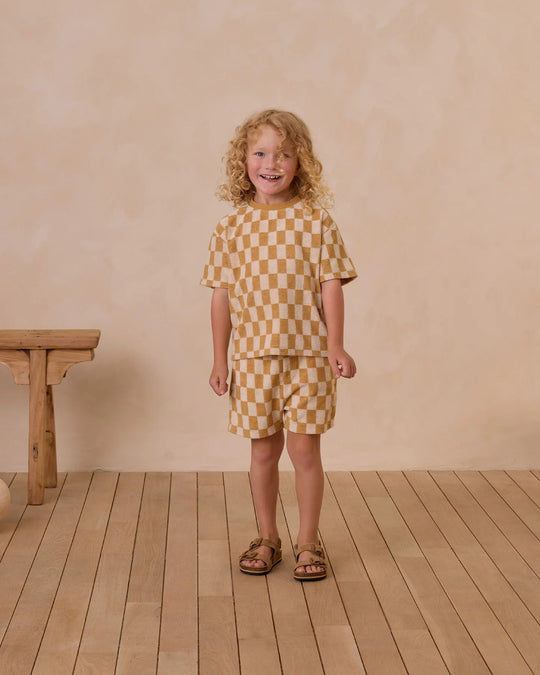 Rylee + Cru - Marigold Check Terry Short