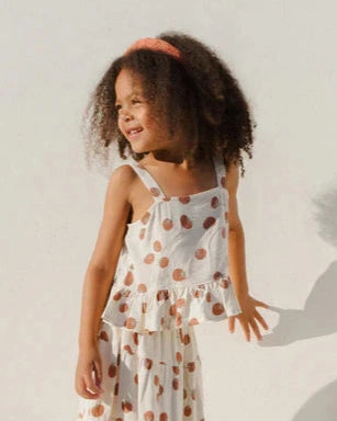 Rylee + Cru - Tomato Print Cropped Peplum Tank