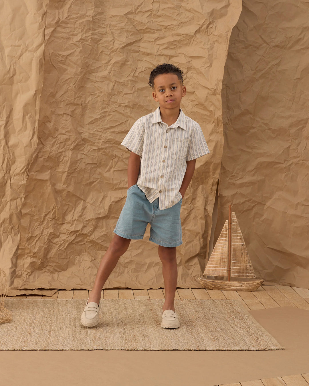 Rylee + Cru - Nautical Stripe Collared Shirt