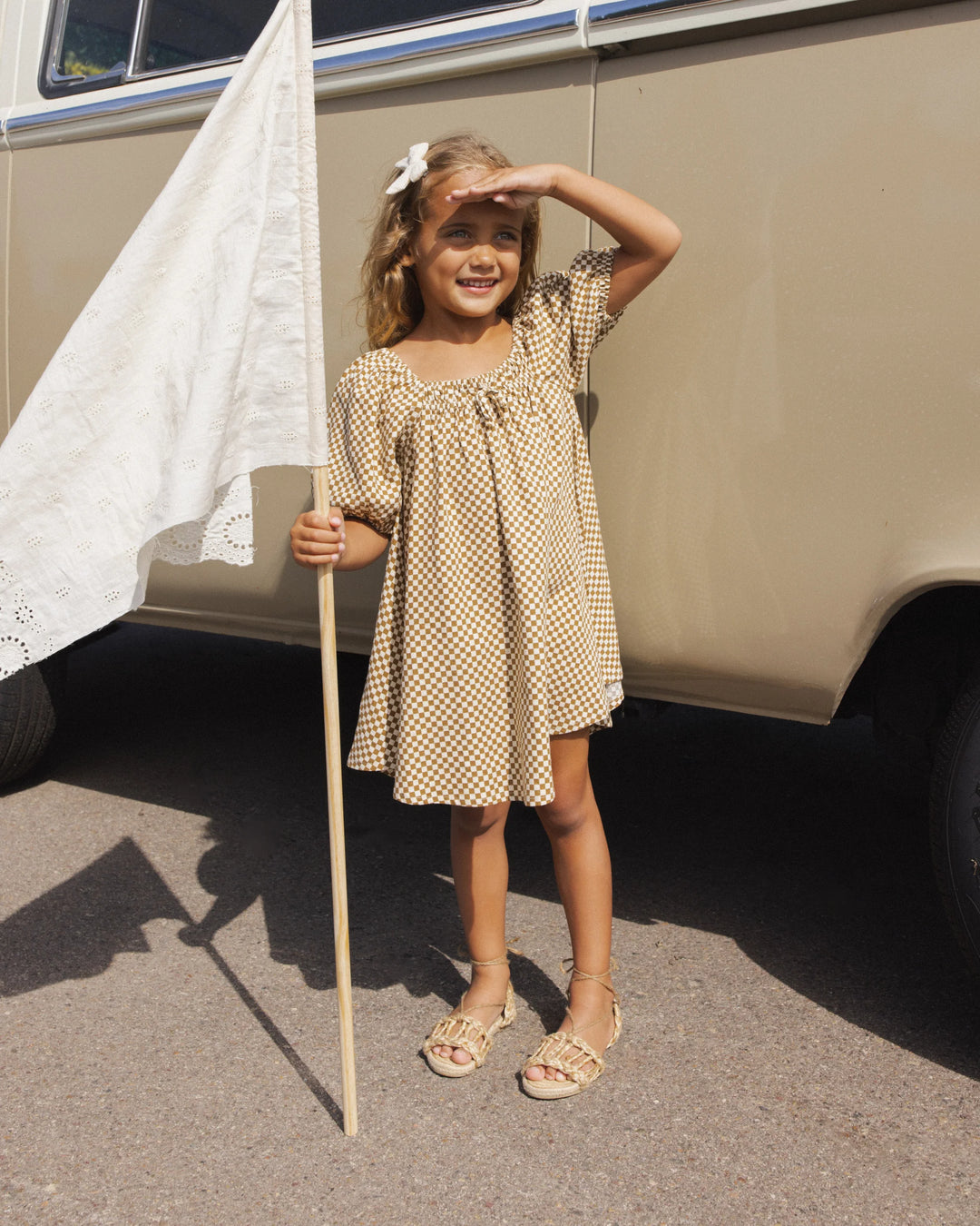 Rylee + Cru - Ocre Check Sabrina Mini Dress