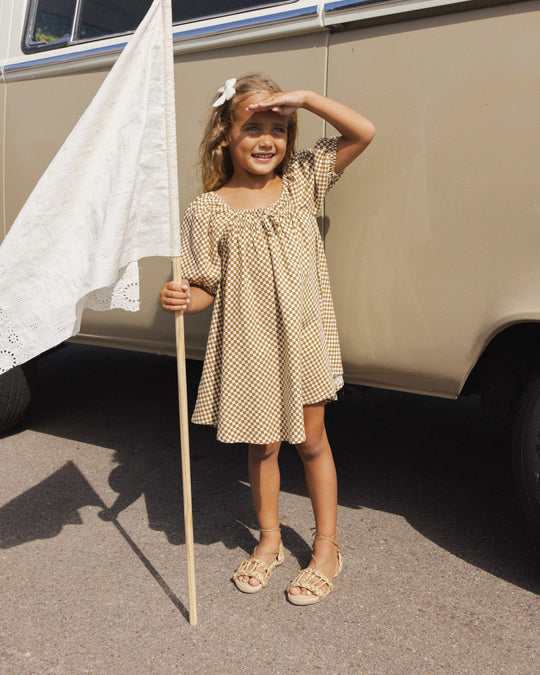 Rylee + Cru - Ocre Check Sabrina Mini Dress