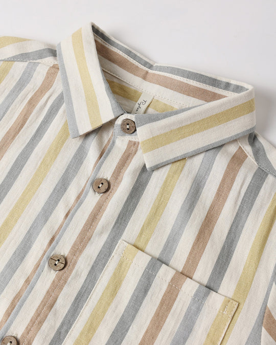 Rylee + Cru - Valencia Stripe Collared Short Sleeve Shirt