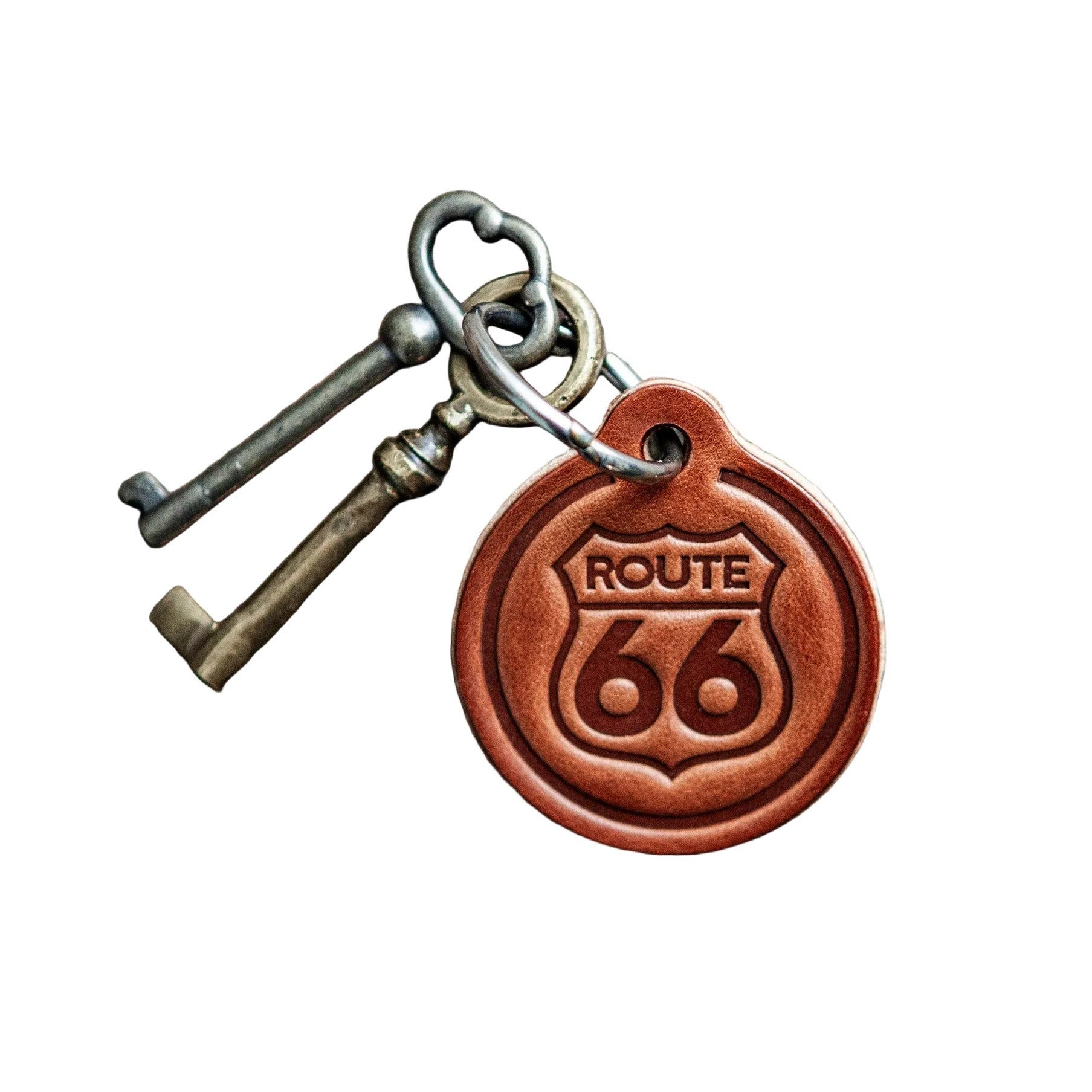 Route Sign Keychain Route 66 Leather Circle Keychain – Ida Red