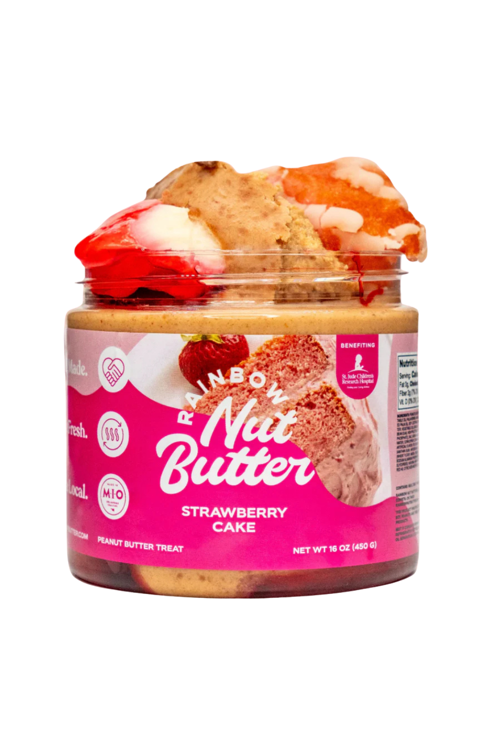 Gourmet small batch peanut butter with strawberry cake flavor